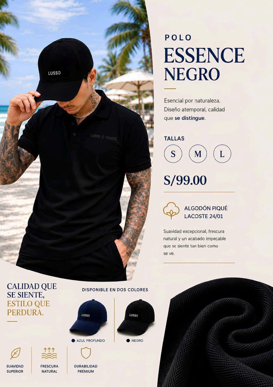 Polo Essence Negro en el catálogo Julio 2026
