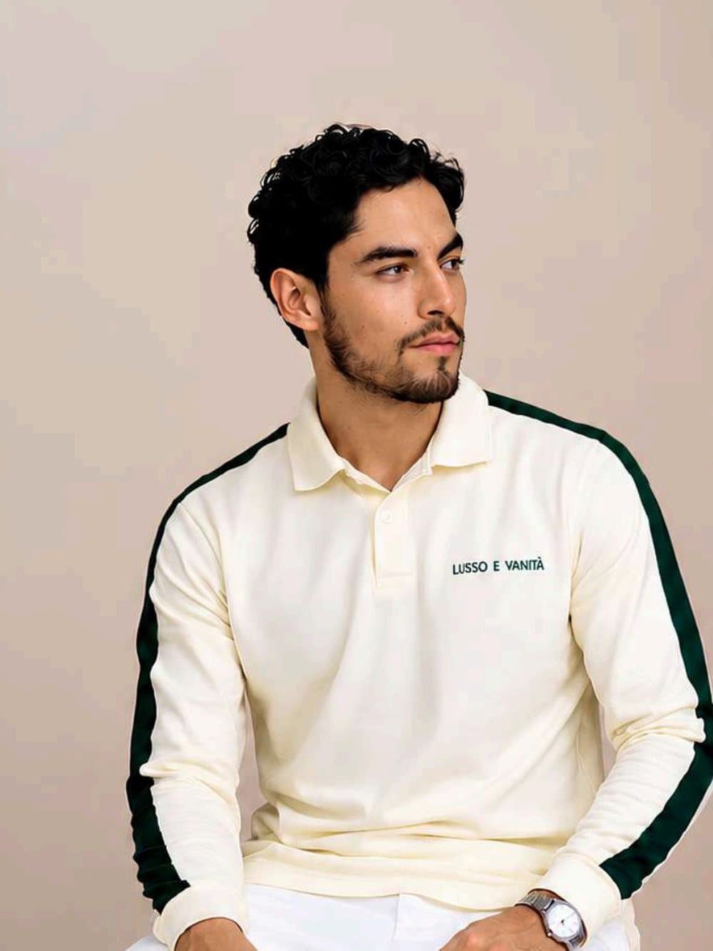 Polo Milano Manga Larga — Marfil