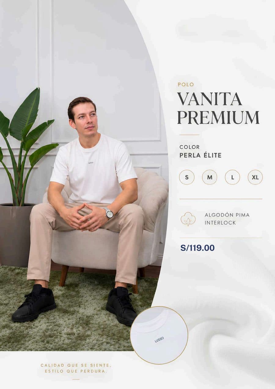 Camiseta Premium Perla Élite en el catálogo impreso
