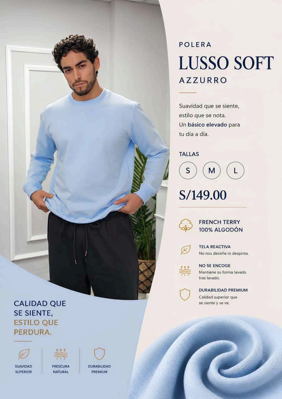 Polera Soft Azzurro en el catálogo impreso