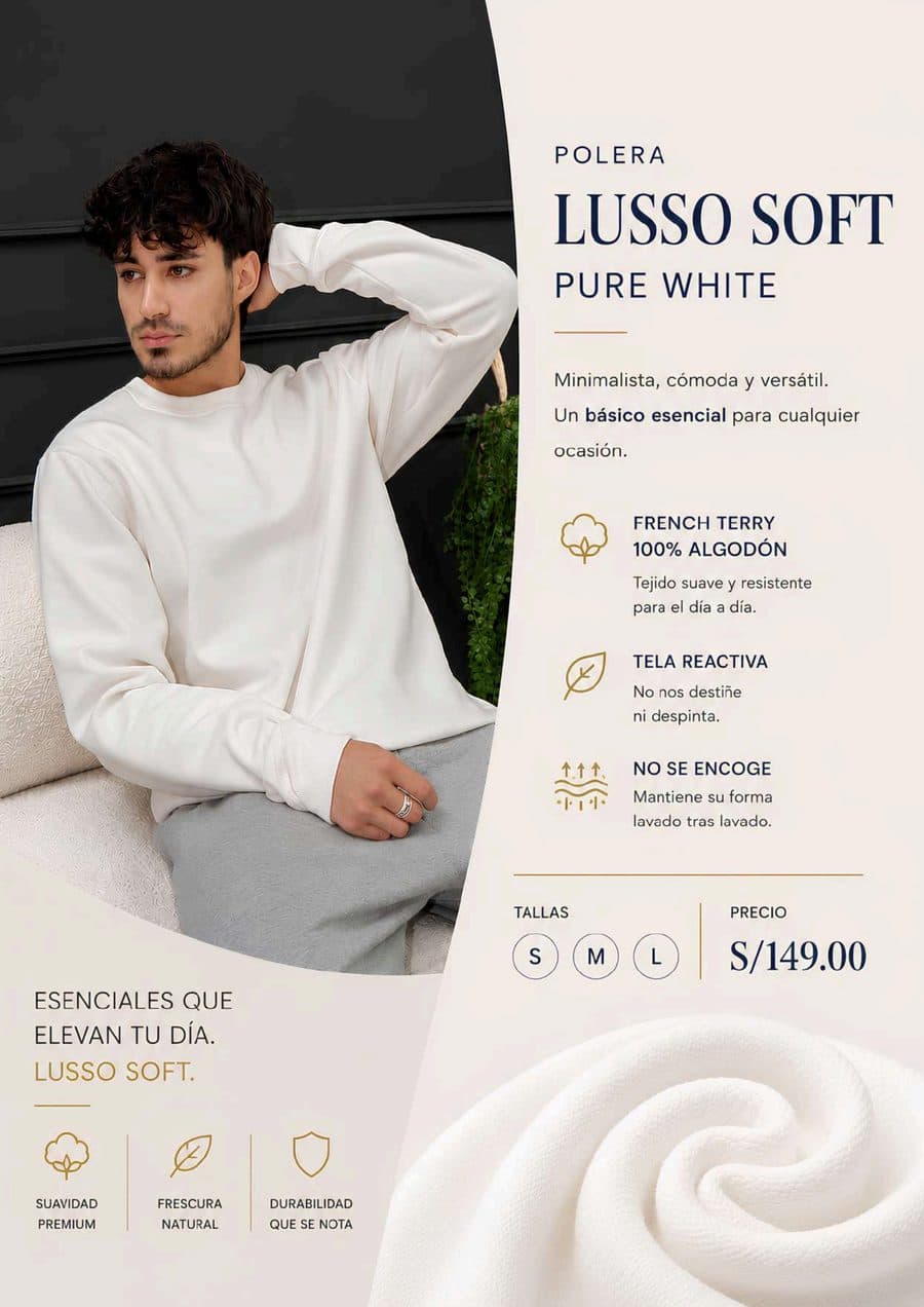 Polera Soft Pure White en el catálogo impreso