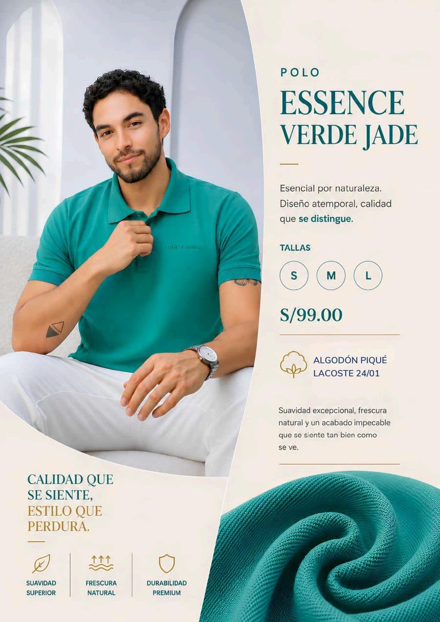 Polo Essence Verde Jade en el catálogo impreso